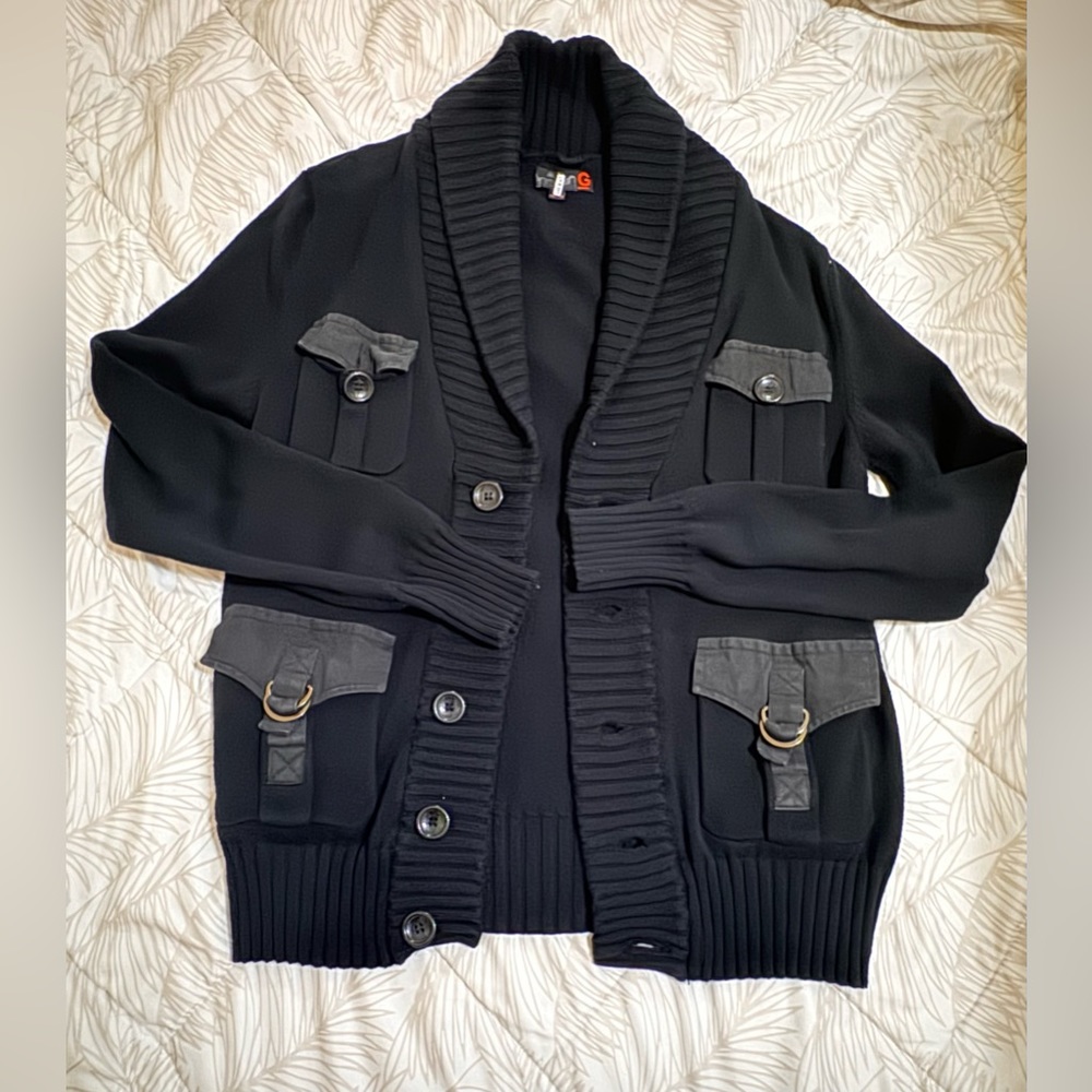 Guess Men Cardigan sweater, Size M, Black